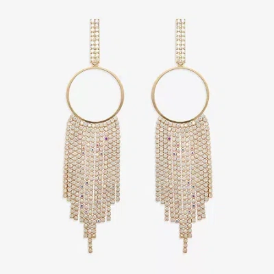 Bijoux Bar Gold Tone Womens Glass Circle Drop Earrings In Yellow