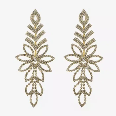 Bijoux Bar Gold Tone Womens Glass Flower Drop Earrings In Yellow