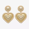 Bijoux Bar Gold Tone Womens Glass Heart Drop Earrings In Gold