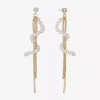 Bijoux Bar Gold Tone Womens Glass Simulated Pearl Hypoallergenic Drop Earrings In White