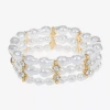 Bijoux Bar Gold Tone Womens Glass Simulated Pearl Stretch Bracelet In Metallic