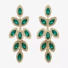 Bijoux Bar Gold Tone Womens Green Glass Drop Earrings In Gold