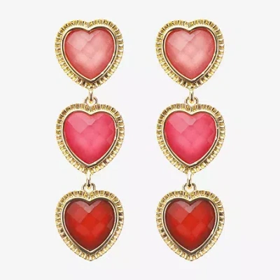 Bijoux Bar Gold Tone Womens Heart Drop Earrings In Multi