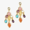 Bijoux Bar Gold Tone Womens Multi Color Drop Earrings In Multi