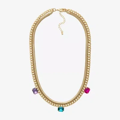 Bijoux Bar Gold Tone Womens Multi Color Glass 17 1/2 Inch Strand Necklace In Yellow