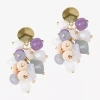 Bijoux Bar Gold Tone Womens Multi Color Simulated Pearl Drop Earrings In Multi