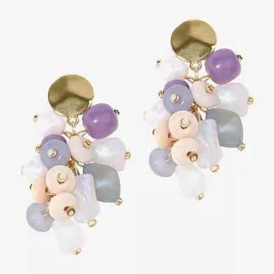 Bijoux Bar Gold Tone Womens Multi Color Simulated Pearl Drop Earrings