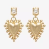 Bijoux Bar Gold Tone Womens Pink Cubic Zirconia Heart Drop Earrings In Gold