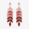 Bijoux Bar Gold Tone Womens Red Glass Drop Earrings In Red