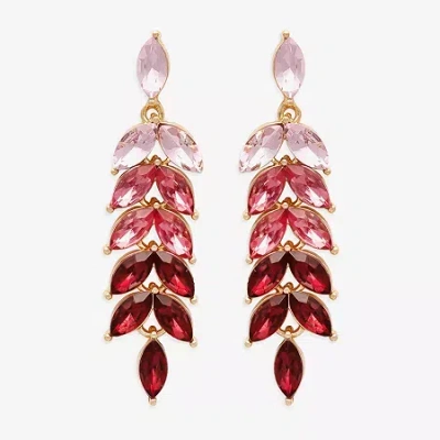 Bijoux Bar Gold Tone Womens Red Glass Drop Earrings In Pink