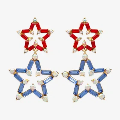 Bijoux Bar Gold Tone Womens Star Drop Earrings In Multi
