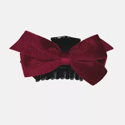 Bijoux Bar Green Velvet Bow Hair Clip In Red