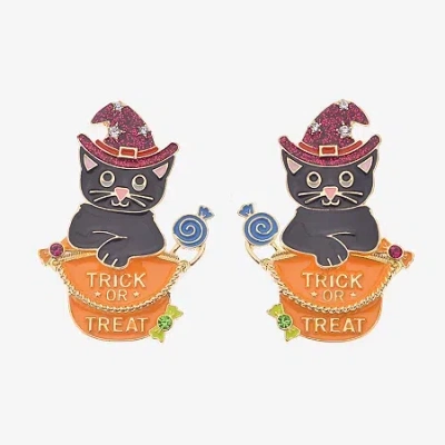 Bijoux Bar Halloween Cat Womens Drop Earrings In Multi