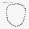 Bijoux Bar Silver Tone Womens 16 Inch Collar Necklace In White