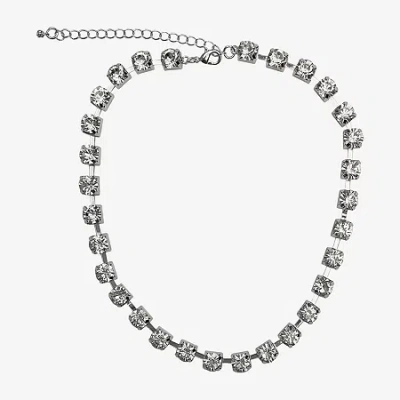 Bijoux Bar Silver Tone Womens 16 Inch Collar Necklace