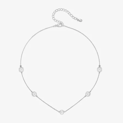 Bijoux Bar Silver Tone Womens 16 Inch Strand Necklace
