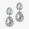 Bijoux Bar Silver Tone Womens Crystal Drop Earrings In Blue