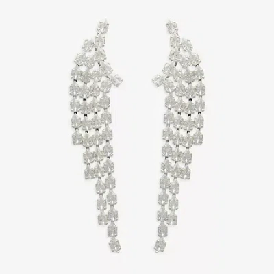 Bijoux Bar Silver Tone Womens Cubic Zirconia Drop Earrings