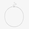 Bijoux Bar Silver Tone Womens Glass 15 Inch Tennis Necklace In Metallic