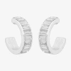 Bijoux Bar Silver Tone Womens Glass 17.5mm Hoop Earrings In Silver
