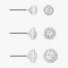 Bijoux Bar Silver Tone Womens Glass 3 Pair Earring Set In Silver