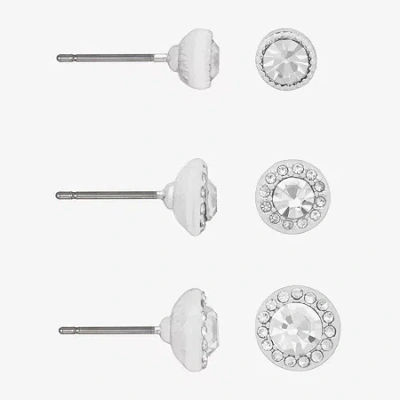 Bijoux Bar Silver Tone Womens Glass 3 Pair Earring Set