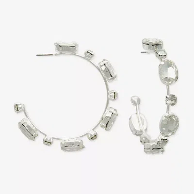 Bijoux Bar Silver Tone Womens Glass 60mm Hoop Earrings In Yellow