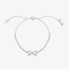 Bijoux Bar Silver Tone Womens Glass Bow Bolo Bracelet In Silver