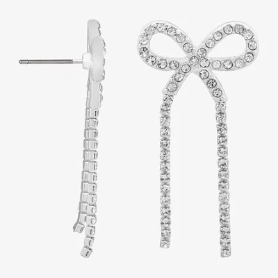 Bijoux Bar Silver Tone Womens Glass Bow Drop Earrings
