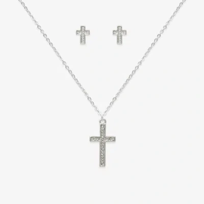 Bijoux Bar Silver Tone Womens Glass Cross 2-pc. Jewelry Set