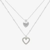 Bijoux Bar Silver Tone Womens Glass Heart 2-pc. Necklace Set In Silver