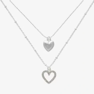 Bijoux Bar Silver Tone Womens Glass Heart 2-pc. Necklace Set