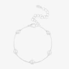Bijoux Bar Silver Tone Womens Simulated Pearl Stainless Steel Bolo Bracelet In White