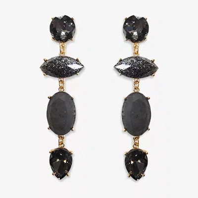 Bijoux Bar Stone Linear Womens Drop Earrings In Black