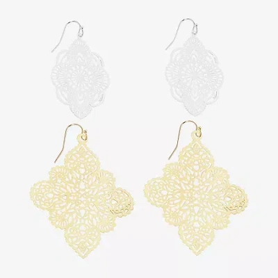 Bijoux Bar Two Tone Filigree Womens 2 Pair Earring Set In Gold