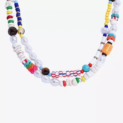 Bijoux Bar Womens 16 Inch Beaded Necklace In Multi