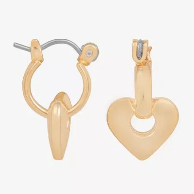 Bijoux Bar Womens 18.5mm Heart Hoop Earrings In Gold