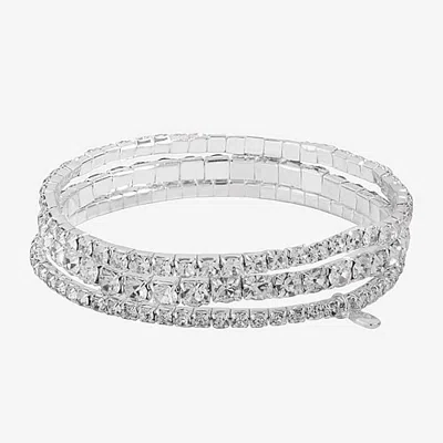 Bijoux Bar Womens 3-pc. Glass Stainless Steel Bracelet Set In Silver