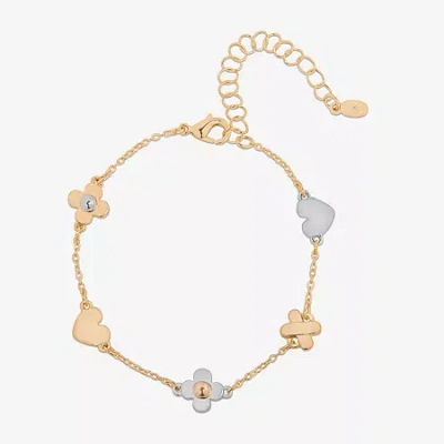 Bijoux Bar Womens 7.5 Inch Solid Link Heart Chain Bracelet In Gold