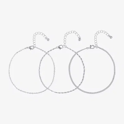 Bijoux Bar Womens 9 Inch Curb Ankle Bracelet In Silver