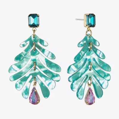 Bijoux Bar Womens Blue Glass Drop Earrings In Burgundy