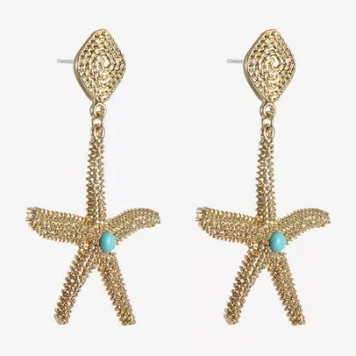 Bijoux Bar Womens Blue Glass Hypoallergenic Drop Earrings