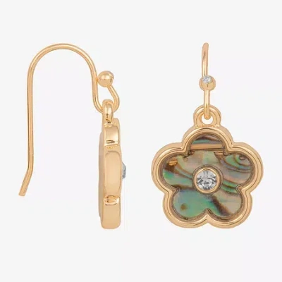 Bijoux Bar Womens Flower Drop Earrings In Gold