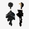 Bijoux Bar Womens Flower Drop Earrings In Black