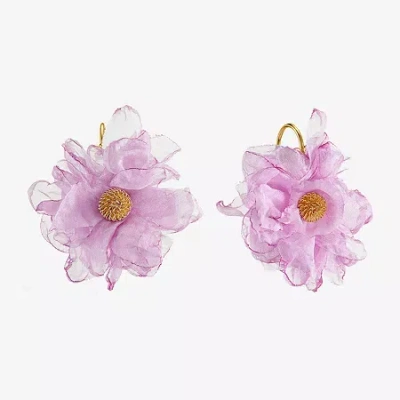 Bijoux Bar Womens Flower Drop Earrings In Purple