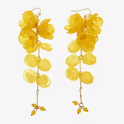 Bijoux Bar Womens Flower Drop Earrings In Yellow