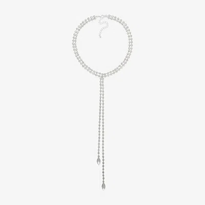 Bijoux Bar Womens Glass 18 Inch Y Necklace In Silver
