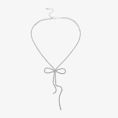 Bijoux Bar Womens Glass 18 Inch Y Necklace In Silver