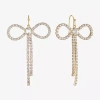 Bijoux Bar Womens Glass Bow Drop Earrings In Gold