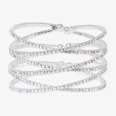 Bijoux Bar Womens Glass Cuff Bracelet In Silver